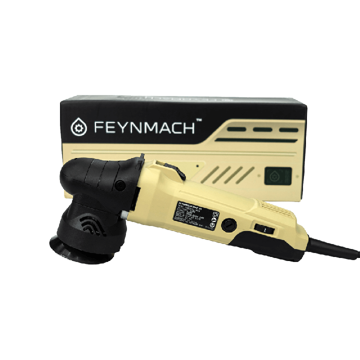 Profil kompaktní 75mm excentrické leštičky FEYNLAB FEYNMACH V3 DA MINI s originálním prodejním balením.