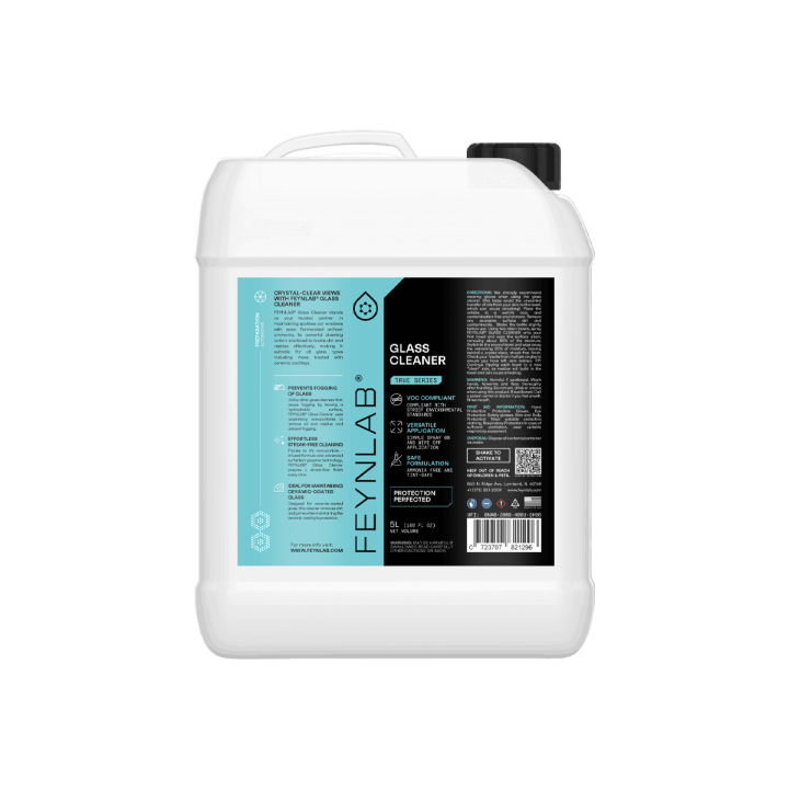 Velké 5L balení FEYNLAB Car Glass Cleaner pro profesionální detailingová studia a mycí centra